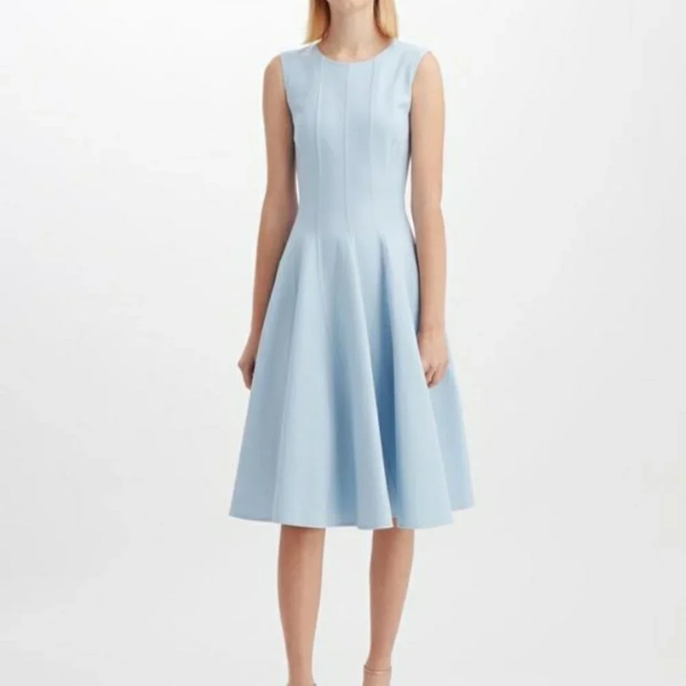 Oscar de La Renta Curved Seam w/pockets Dress Size 10. Sky Blue classy dress. - Picture 1 of 8